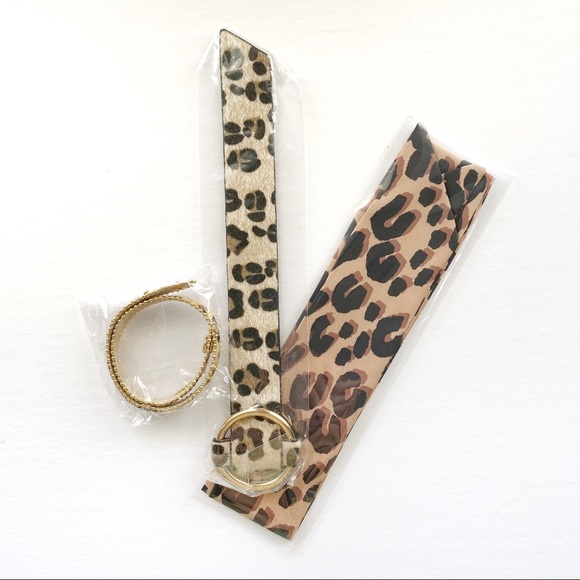 4pc Leopard Print Bracelet + Twilly Scarf Set - Picture 13 of 14